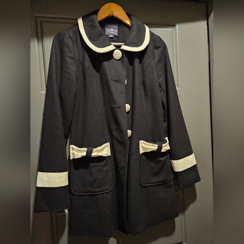 Black Coat With White Details